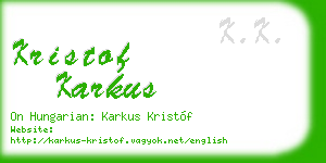 kristof karkus business card